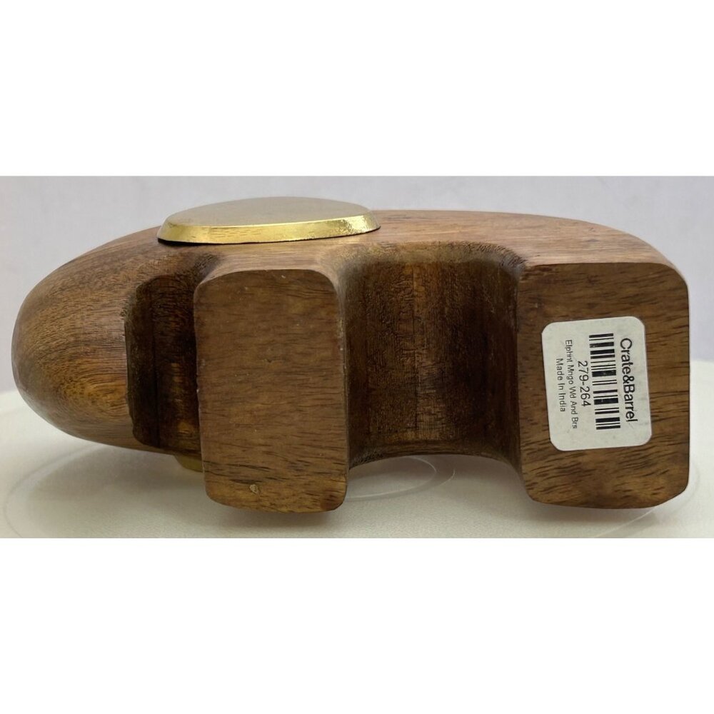 Mango Wood & Brass Elephant Minimalist Modern Sleek Shelf Decor Crate & Barrel - Picture 6 of 6